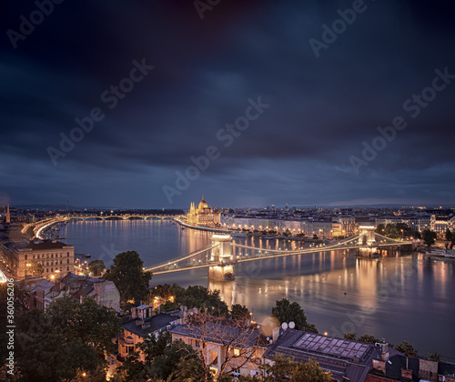 Famous Chain Bridge at night