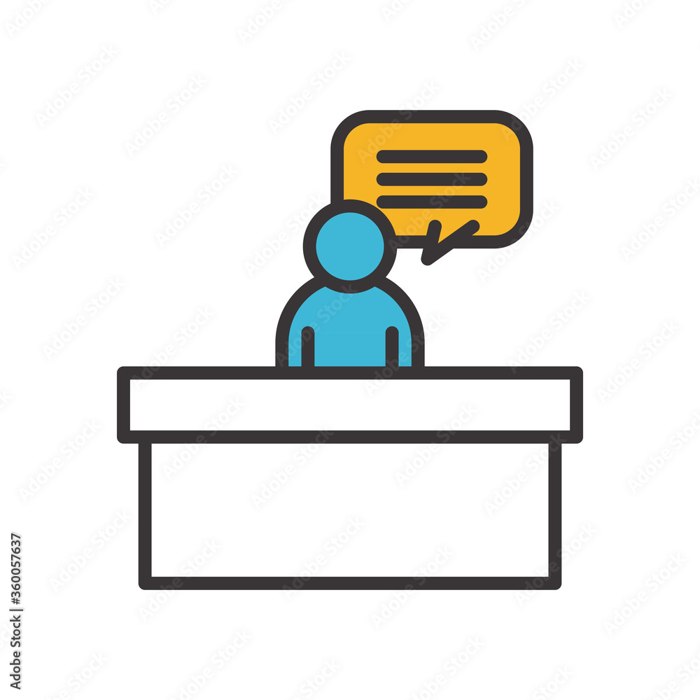 avatar man on desk line and fill style icon vector design avatar man on desk line and fill style icon vector design