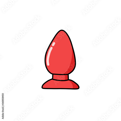 anal plug sex toy doodle icon, vector color illustration