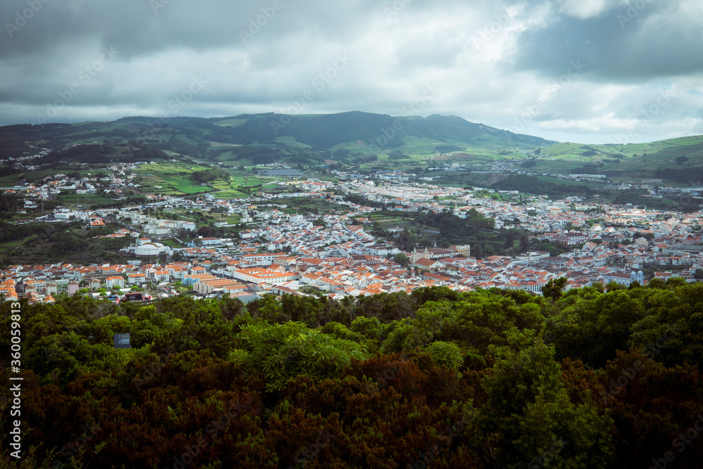 The panorama of Angra do Heroismo (Angra do Heroísmo) city in Terceira Island, Azores, Portugal