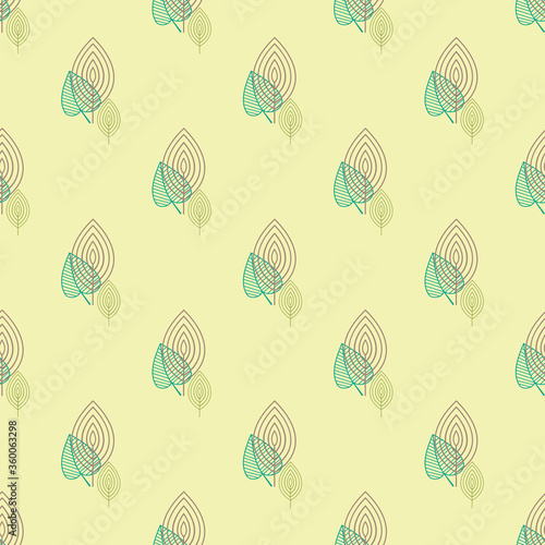 Seamless pattern with the leaves. Decorative background with leaves on a light background. Graphic print for postcard, fabric, web Wallpaper, and business card.