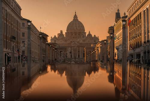 vatican at sunset with reflection