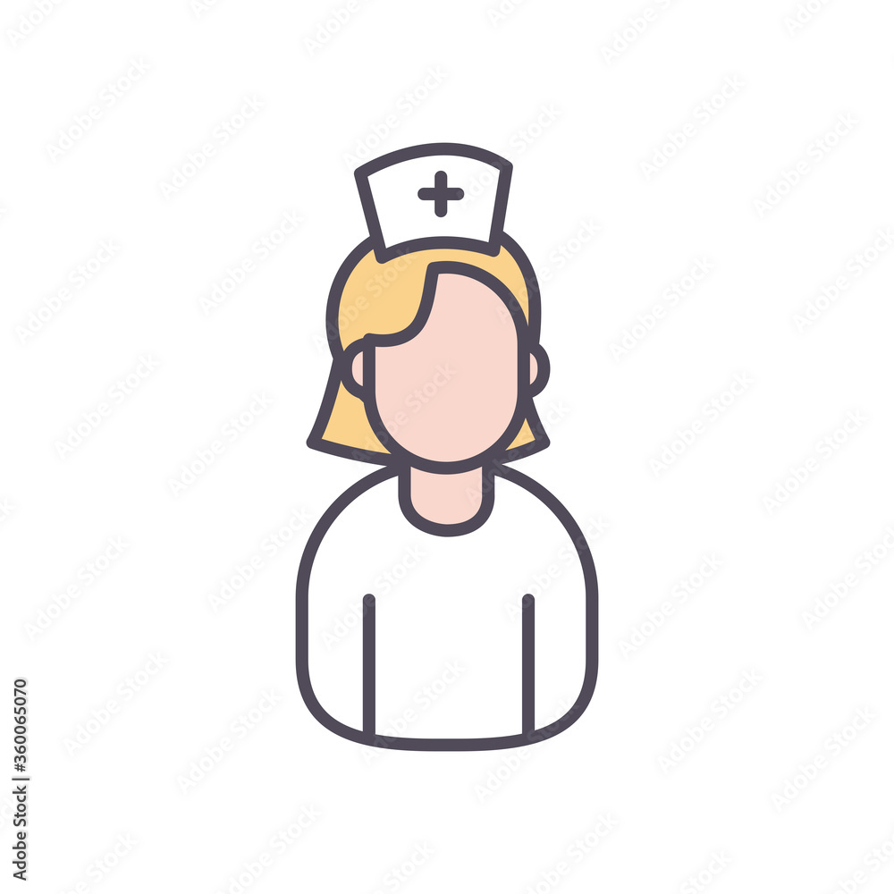 female nurse line and fill style icon vector design