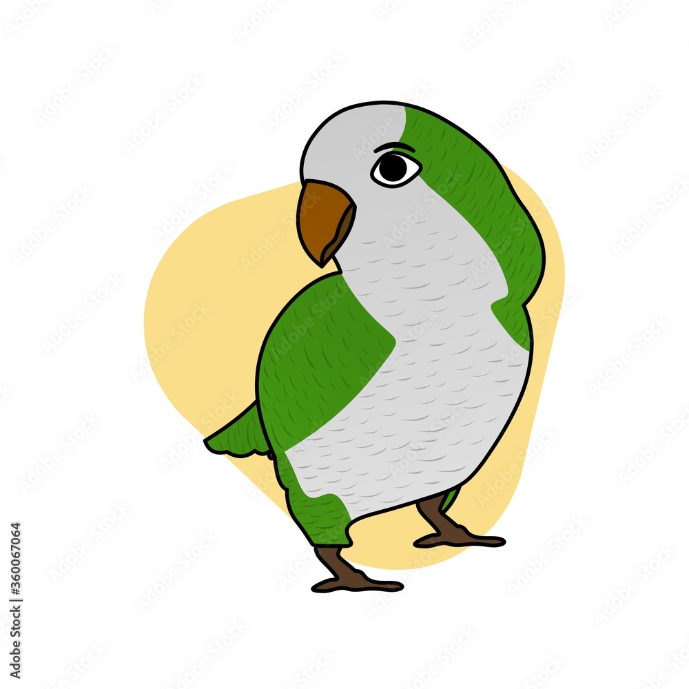 Obraz premium Illustration of Parrot Cartoon, Cute Funny Character, Flat Design