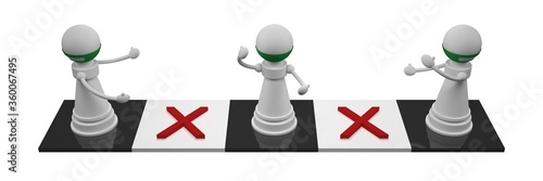 chess figure demonstrate social distancing wearing mask 