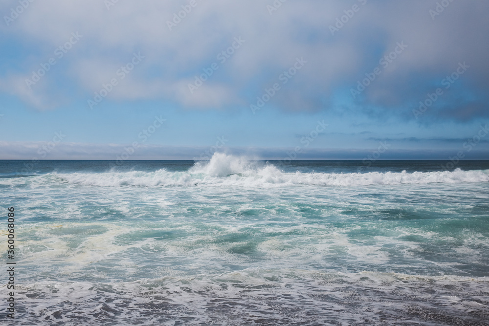 waves and clouds on the beach at Point Reyes National Seashore, California