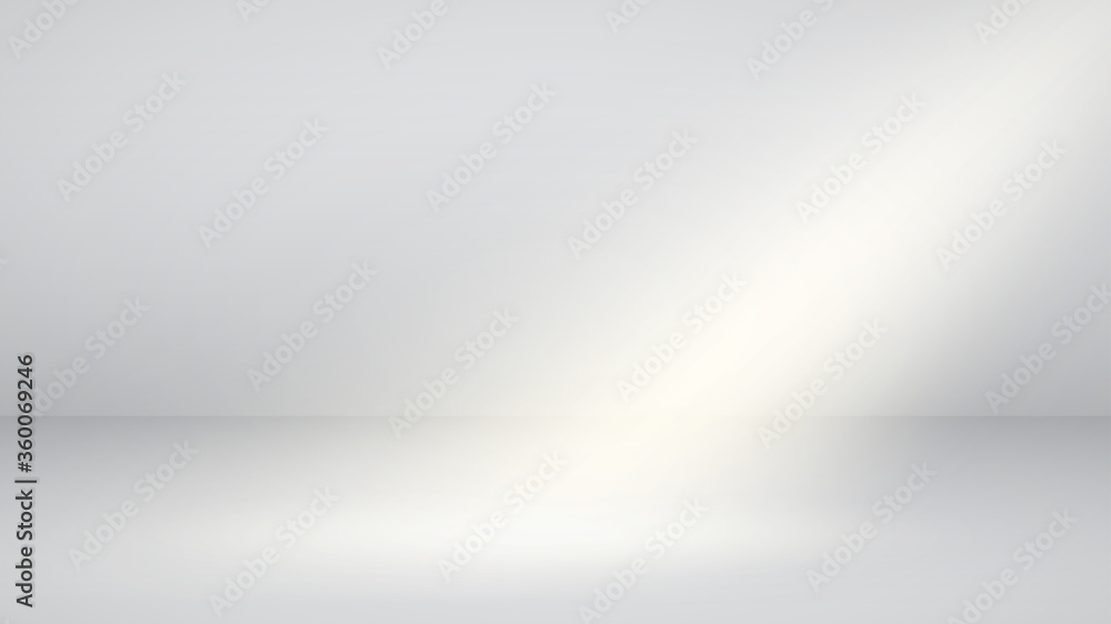 White empty studio background with one side beam of light White empty studio background with one side beam of light