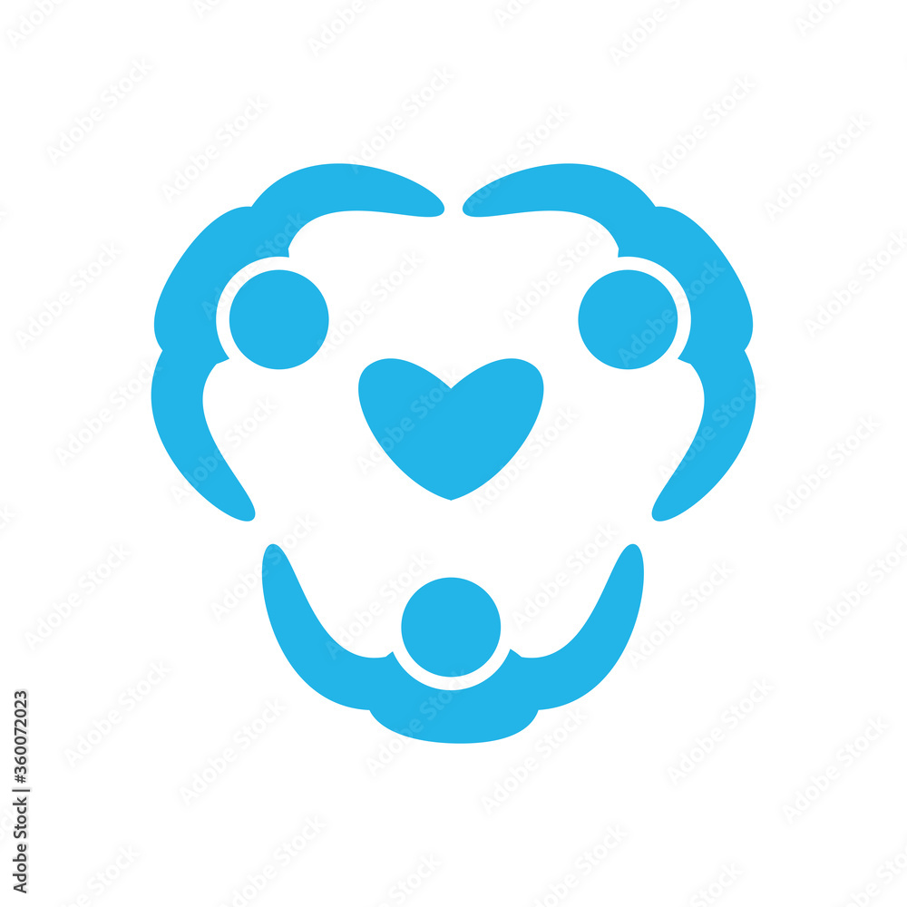 Avatars persons friends with heart flat style icon vector design