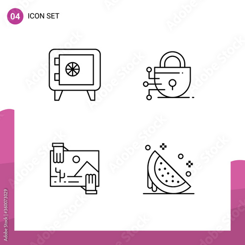 Universal Icon Symbols Group of 4 Modern Filledline Flat Colors of money, image, digital, contibution, dessert photo