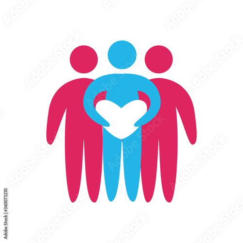 Avatars persons friends with heart flat style icon vector design