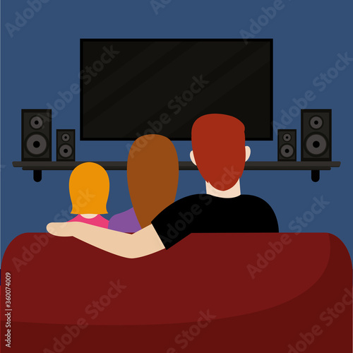 Family watching television