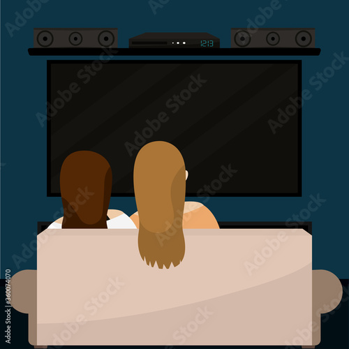 Couple watching television