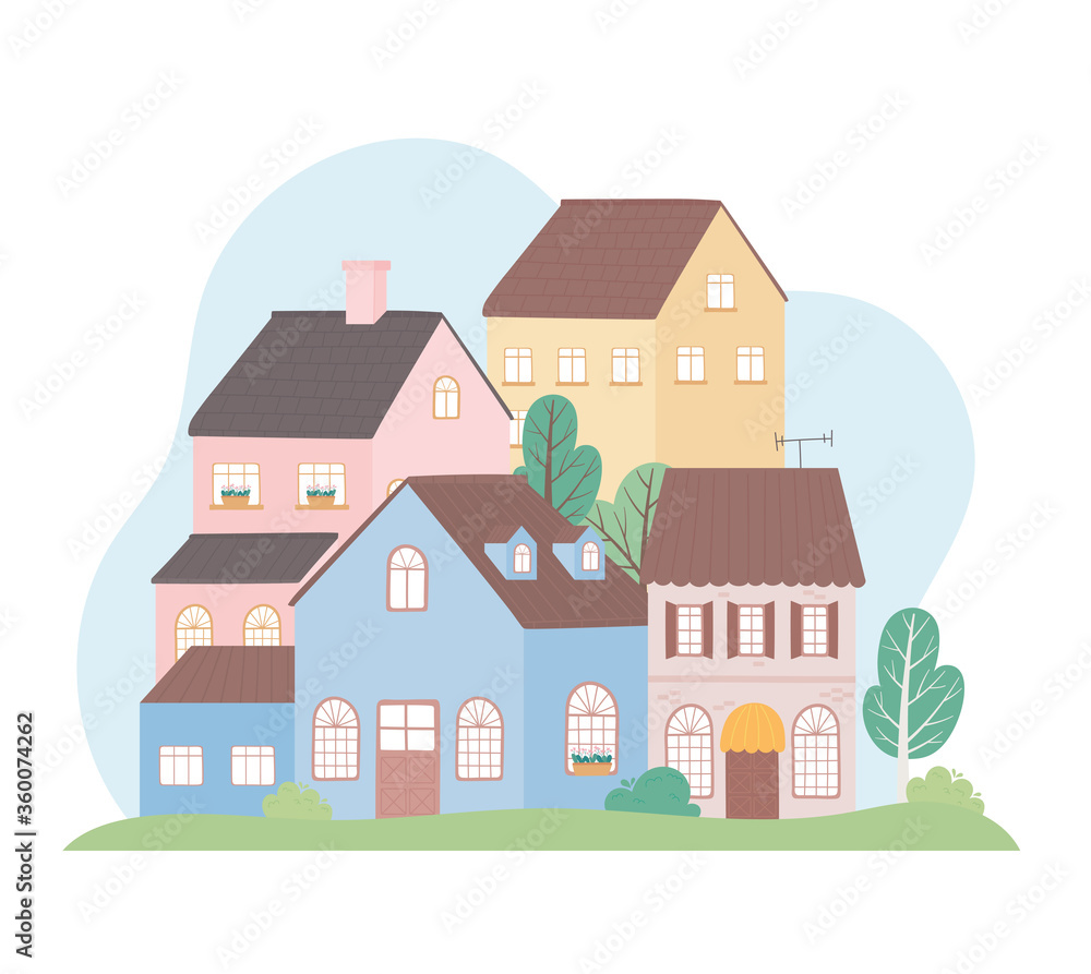 residential houses neighborhood architecture property building trees design
