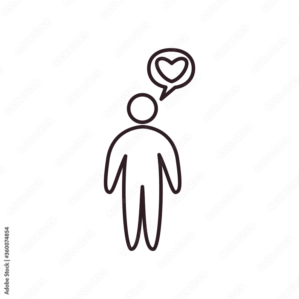 Avatar person with heart bubble line style icon vector design Avatar person with heart bubble line style icon vector design