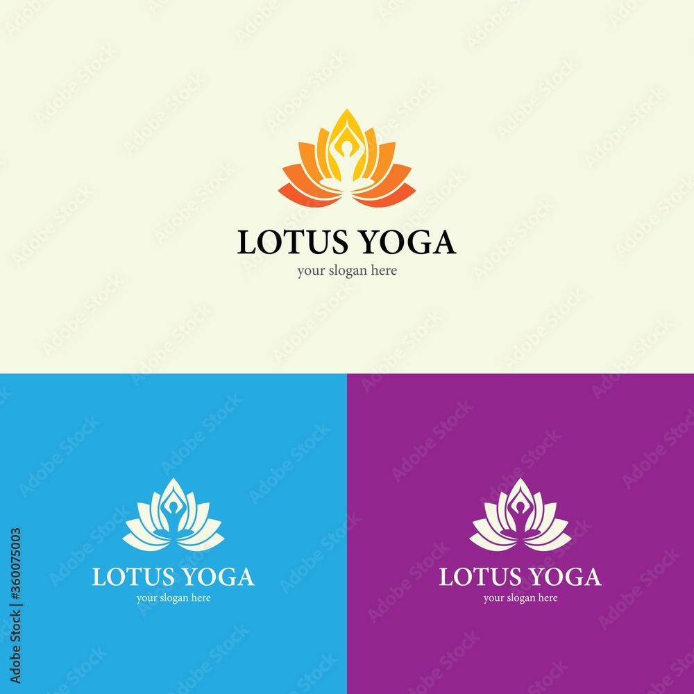Lotus yoga logo template icon design