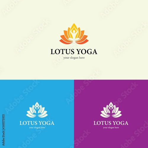 Lotus yoga logo template icon design