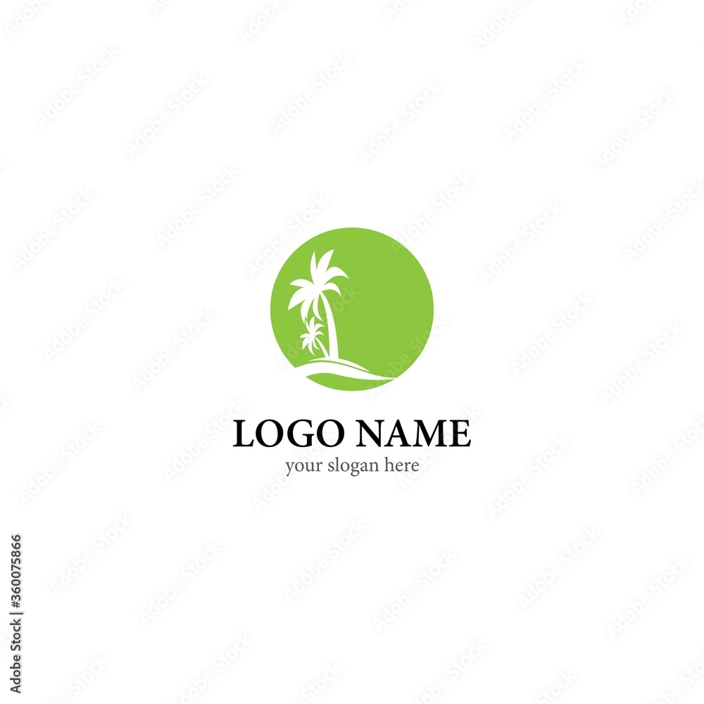 Palm tree summer logo template vector