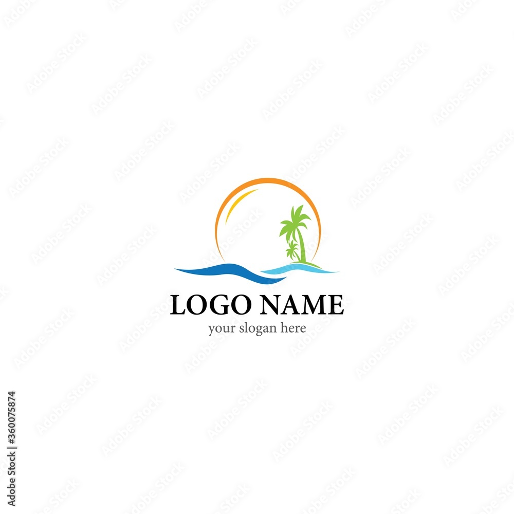 Fototapeta premium Palm tree summer logo template vector