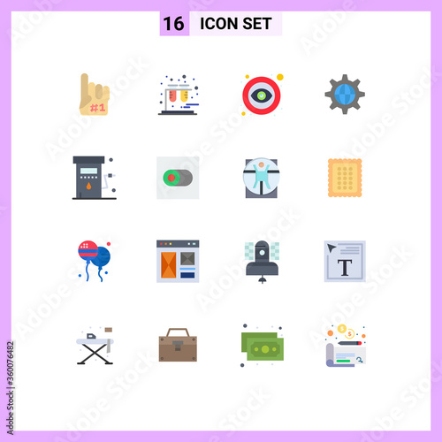 Modern Set of 16 Flat Colors and symbols such as petrol, energy, open, internet, world photo