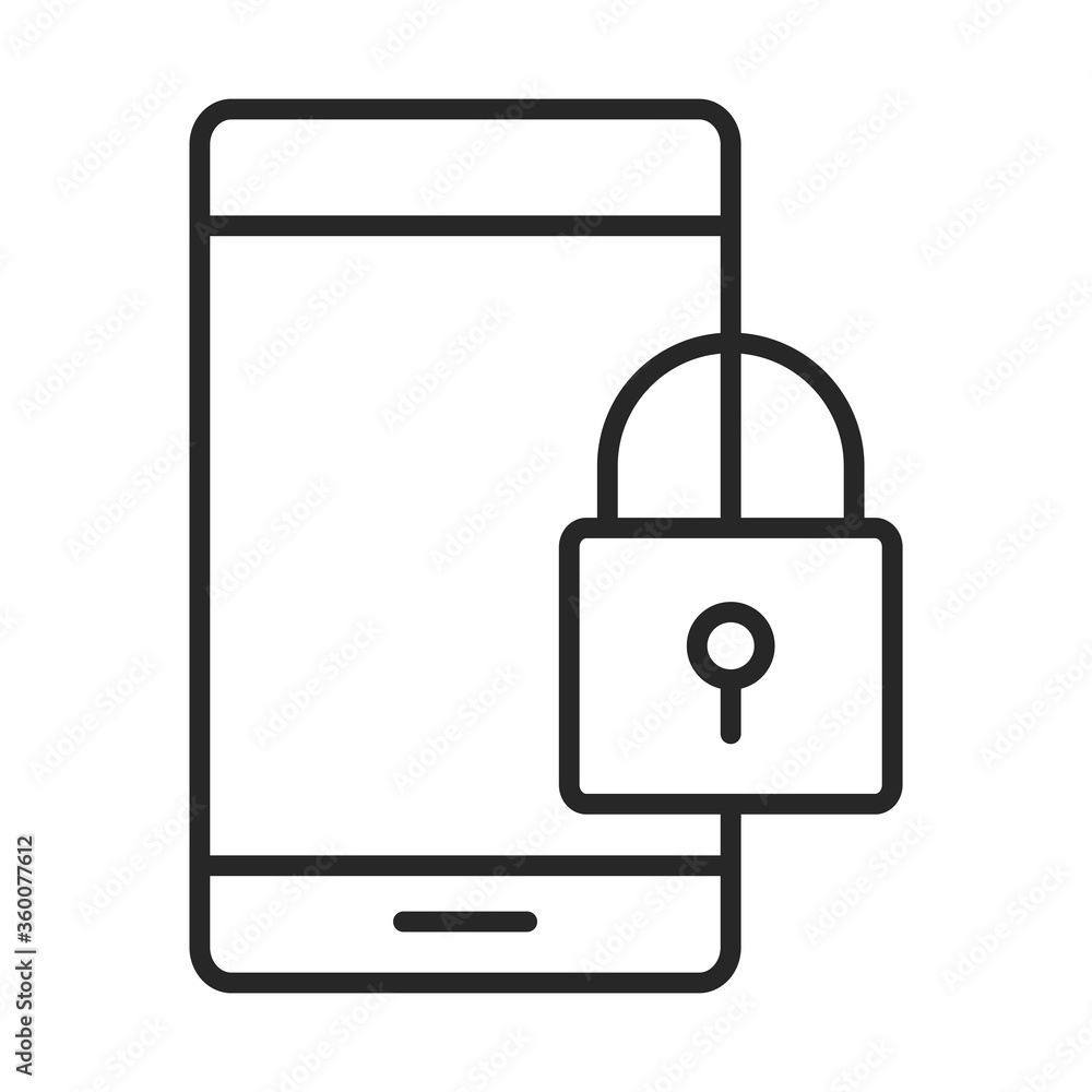 mobile phone or smartphone security electronic technology device line style icon mobile phone or smartphone security electronic technology device line style icon