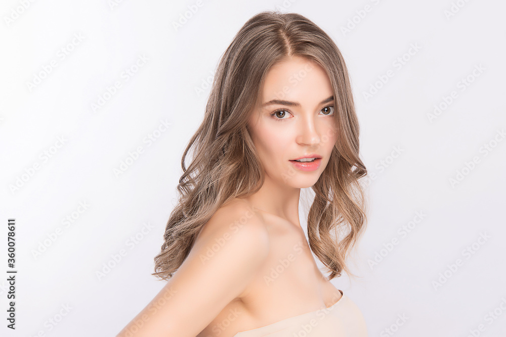 Beauty Woman face Portrait, Beautiful Young Woman with Clean Fresh Healthy Skin, Facial treatment. Cosmetology, beauty and spa, isolated on white background. Beauty Woman face Portrait, Beautiful Young Woman with Clean Fresh Healthy Skin, Facial treatment. Cosmetology, beauty and spa, isolated on white background.