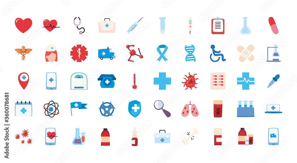 Medical flat style icon set vector design Medical flat style icon set vector design