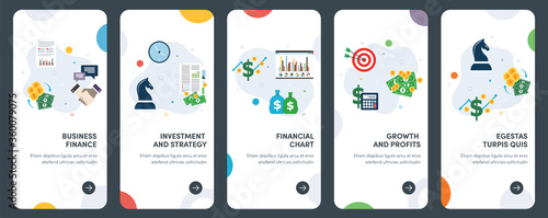 Set of concept flat design icons of business, finance, investment, strategy and growth. UX, UI vector template kit for web design, applications, mobile interface, infographics and print design.