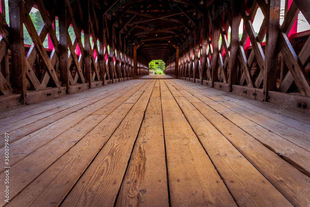 Interior view of a fully covered bridge from the last century Interior view of a fully covered bridge from the last century