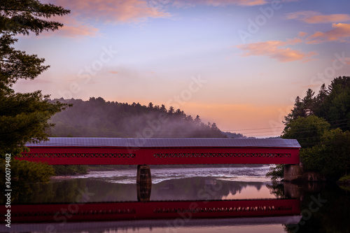 Aerial view of a bridge in Wakefield Canada