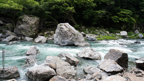 The clear stream of the Tama River in Tokyo