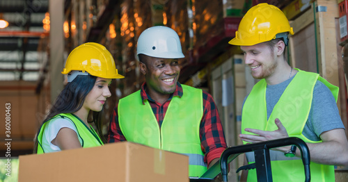 diverse factory warehouse working team working together as teamwork photo