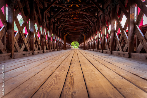 Interior view of a covered bridge in Quebec photo