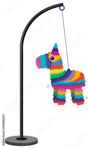 Cute mexican pinata horse isolated on white background