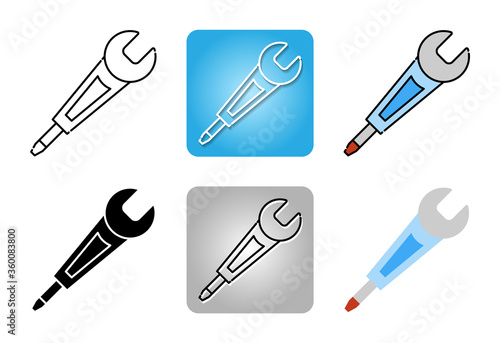 Wrench and screwdriver icon set isolated on white background for web design
