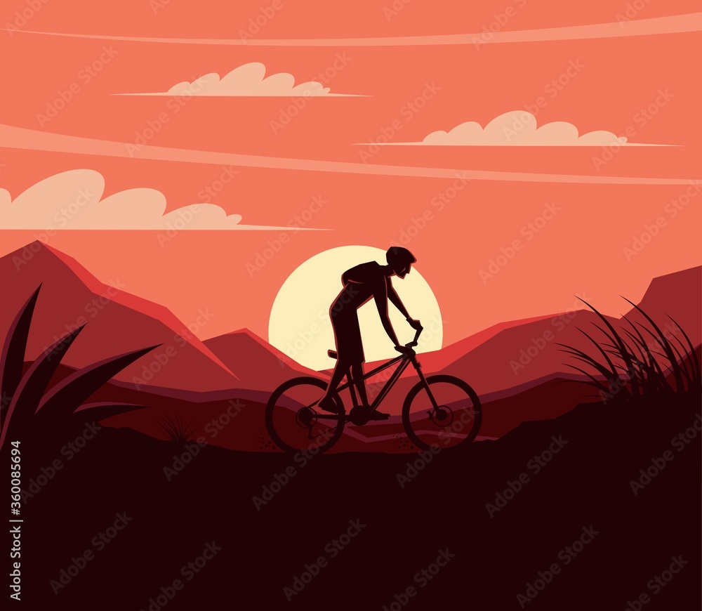 Obraz premium Mountain bike silhouette flat design