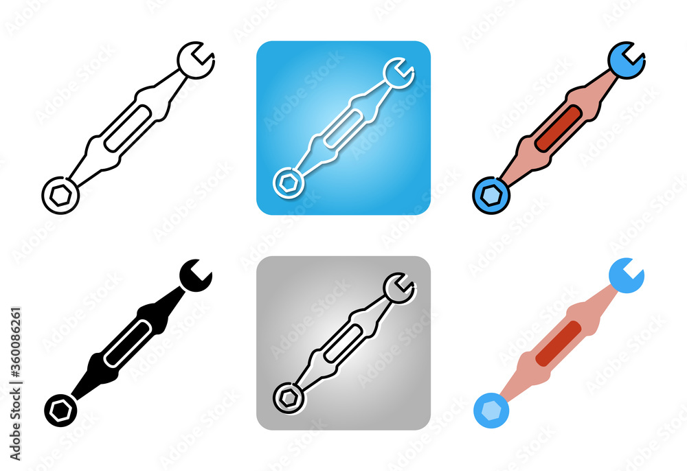 Wrench with ring spanner icon set isolated on white background for web design Wrench with ring spanner icon set isolated on white background for web design