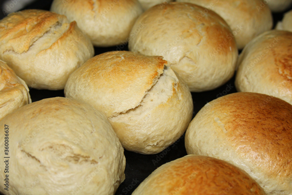 Homemade baked bread in the oven