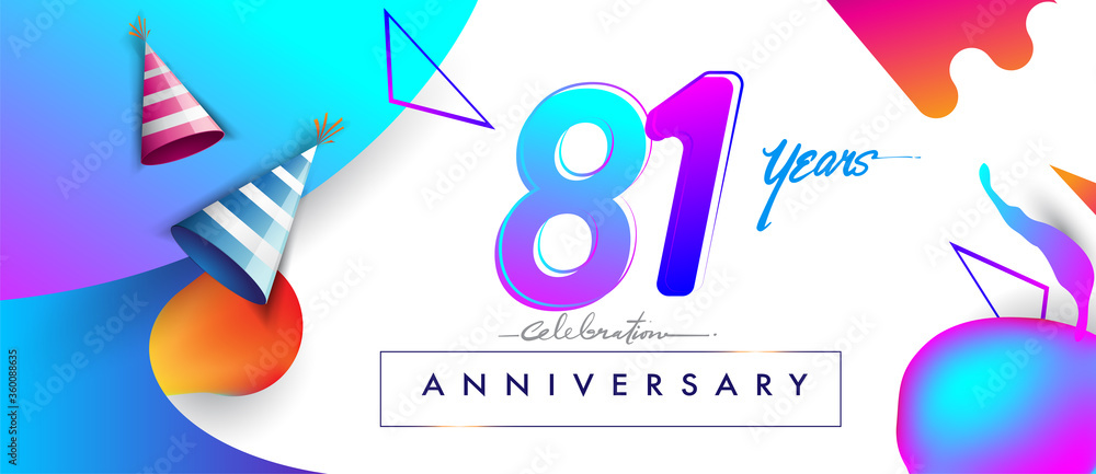 81st years anniversary logo, vector design birthday celebration with colorful geometric background and abstract elements