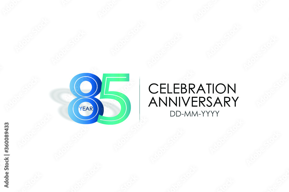 85 years anniversary celebration Blue and Tosca Colors Design logotype. anniversary logo isolated on White background, vector Horizontal number design for celebration, invitation card -vector 85 years anniversary celebration Blue and Tosca Colors Design logotype. anniversary logo isolated on White background, vector Horizontal number design for celebration, invitation card -vector