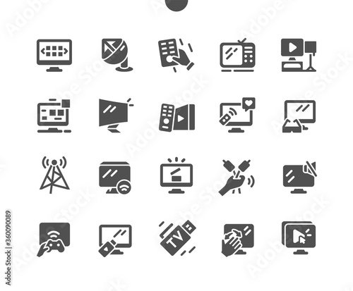 TV Well-crafted Pixel Perfect Vector Solid Icons 30 2x Grid for Web Graphics and Apps. Simple Minimal Pictogram