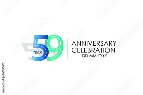 59 years anniversary celebration Blue and Tosca Colors Design logotype. anniversary logo isolated on White background, vector Horizontal number design for celebration, invitation card -vector