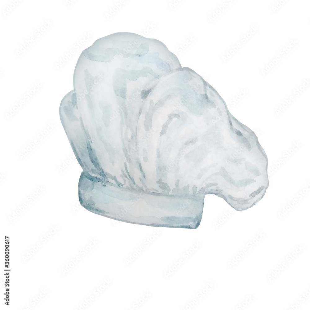 watercolor illustration of a white cook hat watercolor illustration of a white cook hat
