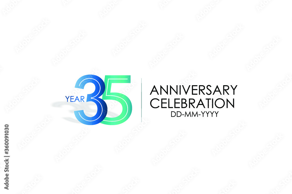 35 year anniversary celebration Blue and Tosca Colors Design logotype. anniversary logo isolated on White background - vector 35 year anniversary celebration Blue and Tosca Colors Design logotype. anniversary logo isolated on White background - vector