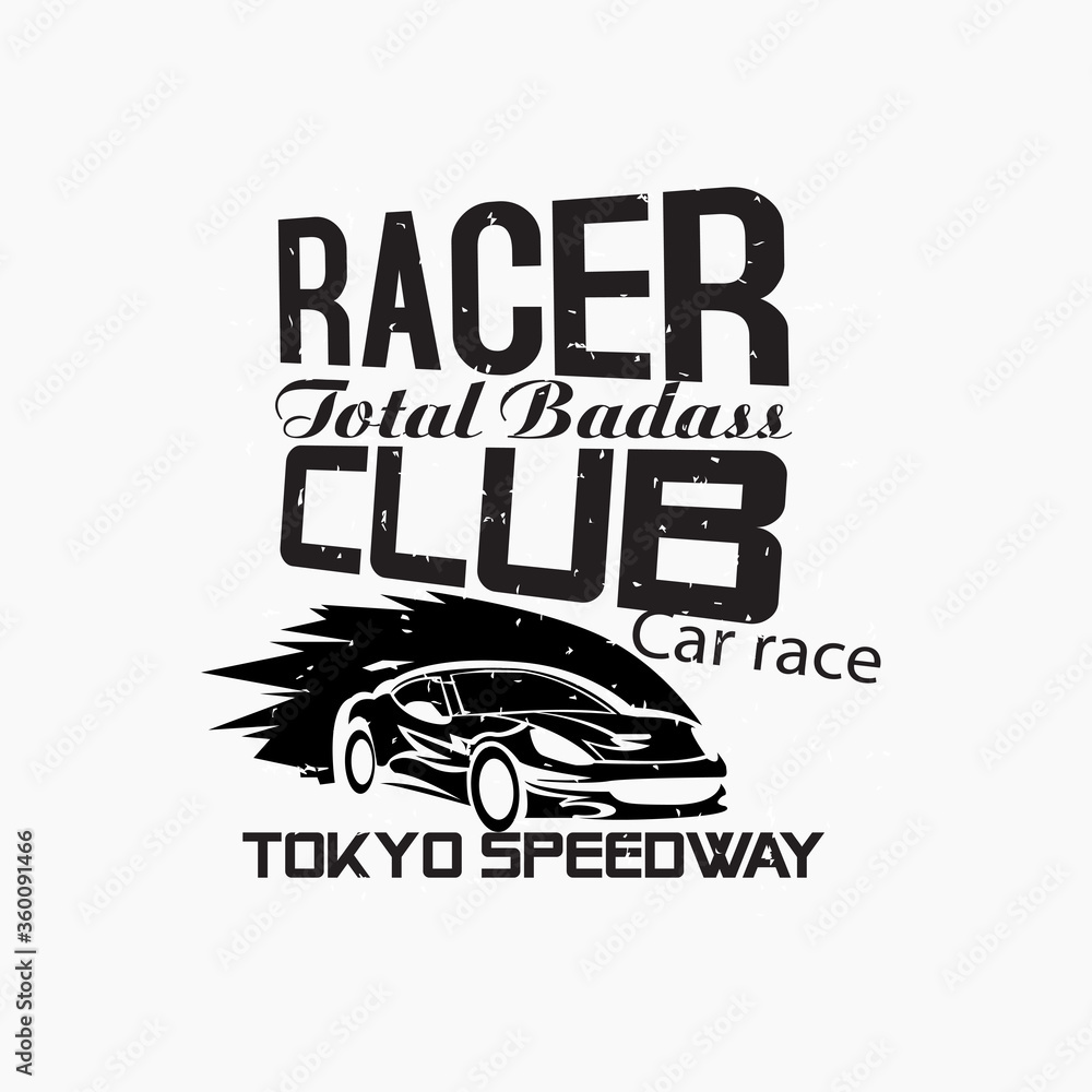 Fototapeta premium Car racer T shirt design