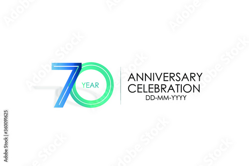 70 year anniversary celebration Blue and Tosca Colors Design logotype. anniversary logo isolated on White background - vector