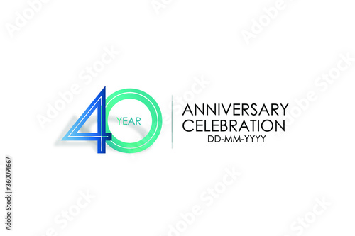 40 year anniversary celebration Blue and Tosca Colors Design logotype. anniversary logo isolated on White background - vector