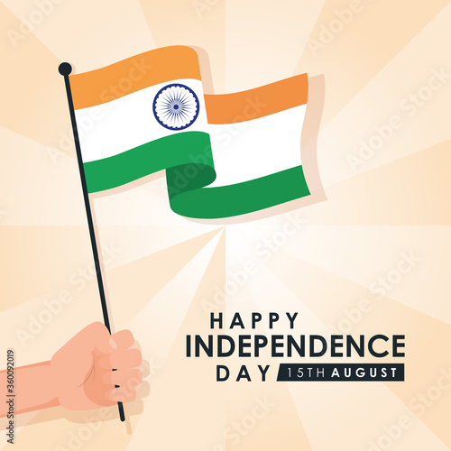 Intependence day india with hand waving flag photo