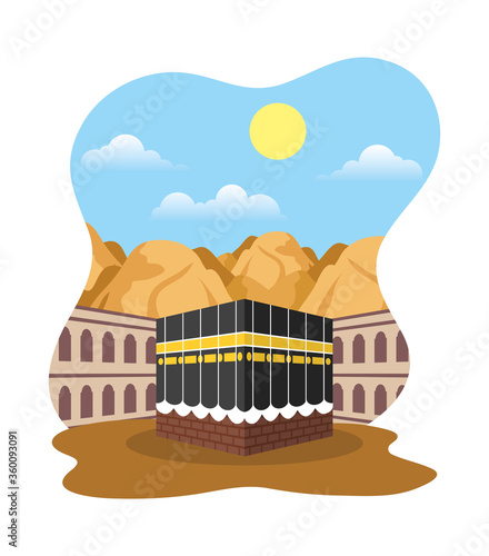 Hajj pilgrimage with kaaba scene