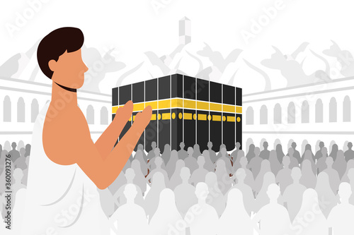 Hajj pilgrimage with man in kaaba scene
