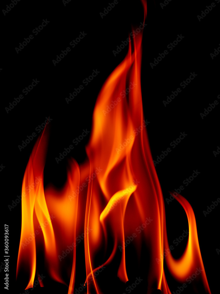 Fire flames on black background Fire flames on black background